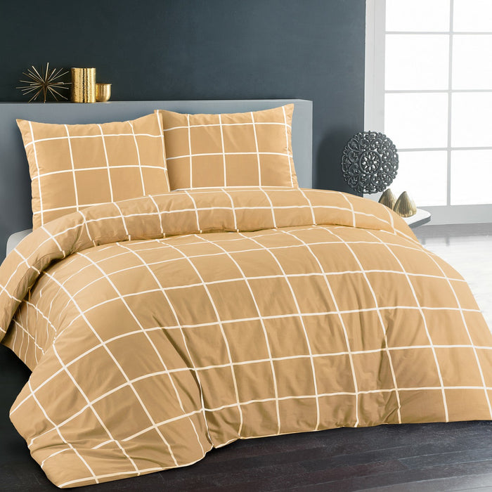 Dekbedovertrek Day Dream Katoen Big Check - beige