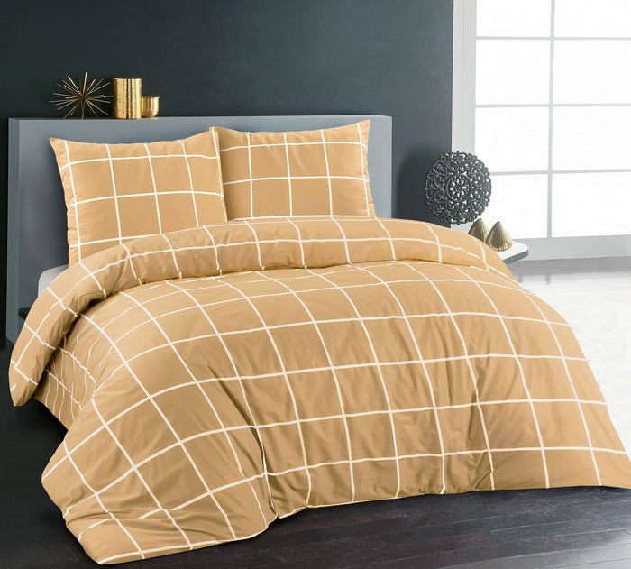 Dekbedovertrek Day Dream Katoen Big Check - beige