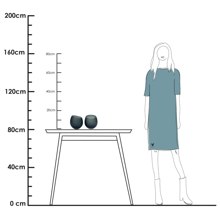 Vase The World Moho Waxinelichthouder - H 15 x  Ø 15,5 cm - Set van 2 - Satin Grey