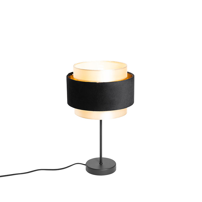 QAZQA Moderne tafellamp zwart met goud - Elif