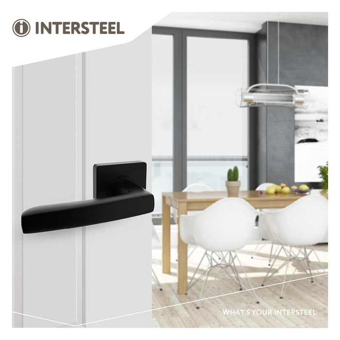 Intersteel Deurkruk Minos op vierkant rozet mat zwart