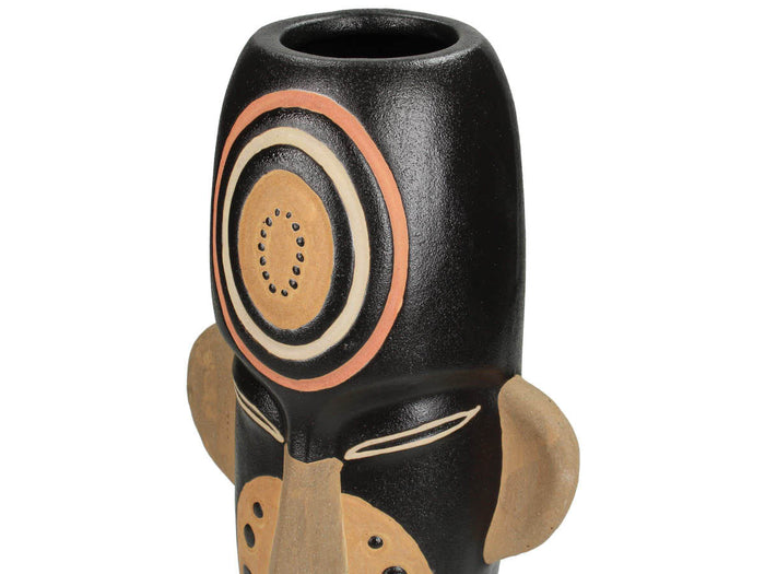SVJ Home Decorations Masker Vaas - 16 x 13 x 34 cm - Aardewerk - Zwart