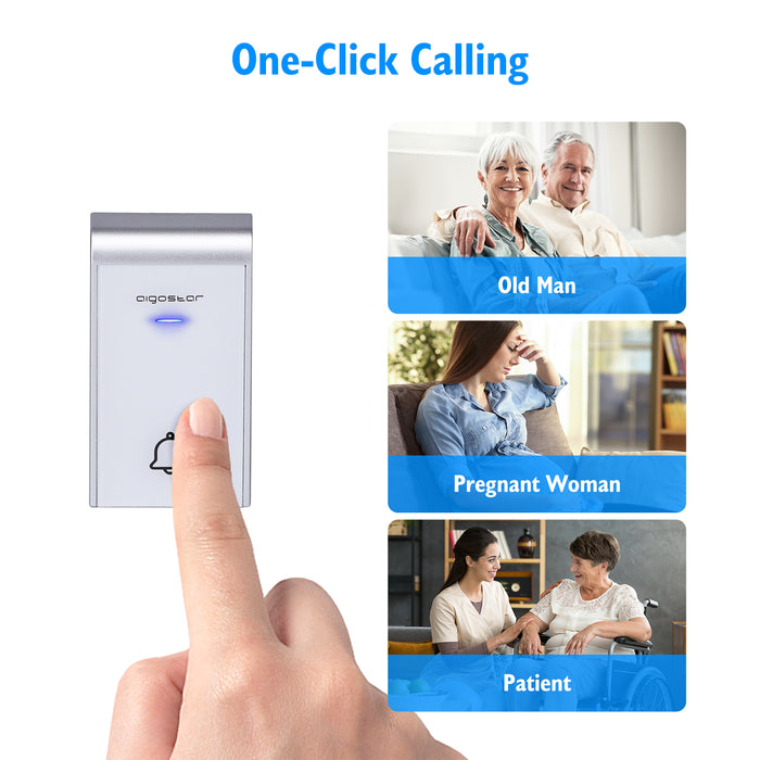 Aigostar Draadloze Deurbel-Met 2 ontvanger-DC-36 Melodie-Wit