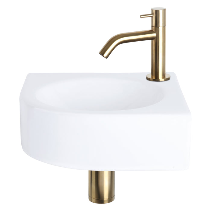 Differnz Fonteinset Cleo Keramiek Gebogen Kraan Mat Goud