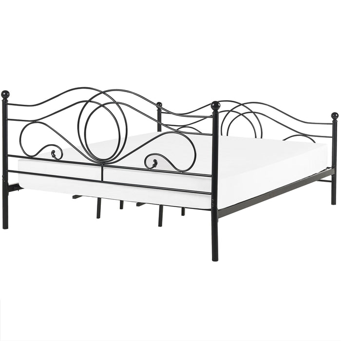 Beliani - LYRA - Tweepersoonsbed - Zwart - 180 x 200 cm - Metaal