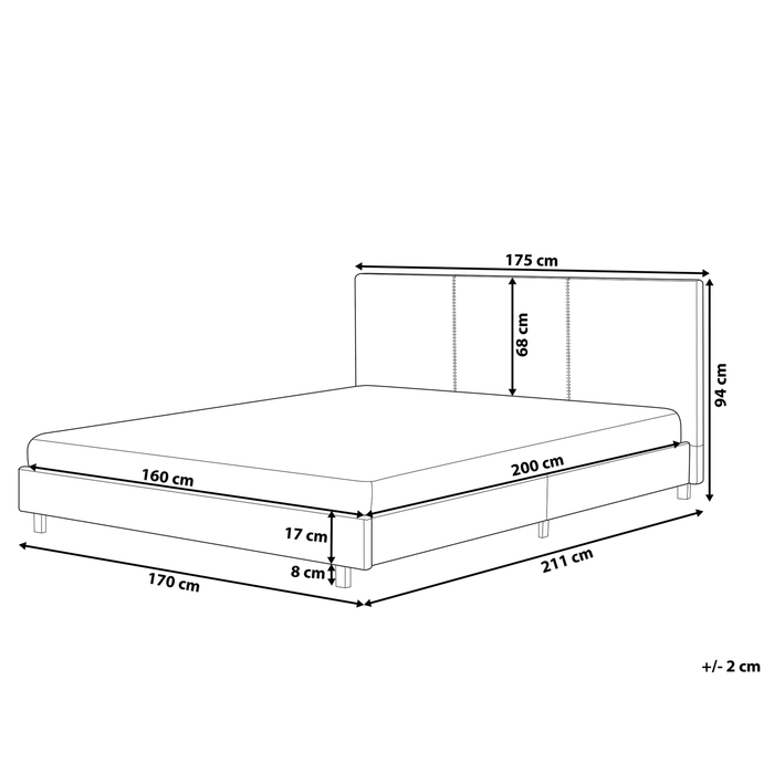 Beliani - ALBI - Tweepersoonsbed - Zwart - 160 x 200 cm - Polyester