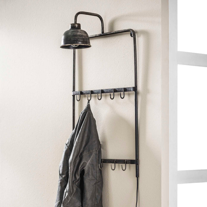 D - Hoyz - Kapstoklamp - Grijs - Wandkapstok met Lamp - 75cm Hoog