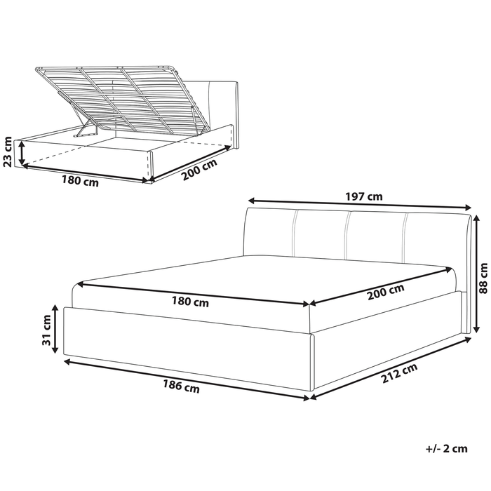 Beliani - ORBEY - Tweepersoonsbed - Beige - 180 x 200 cm - Polyester
