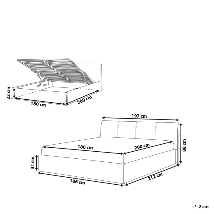 Beliani - ORBEY  - Tweepersoonsbed - Beige - 180 x 200 cm - Polyester