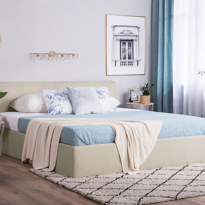 Beliani - ORBEY - Tweepersoonsbed - Beige - 180 x 200 cm - Polyester