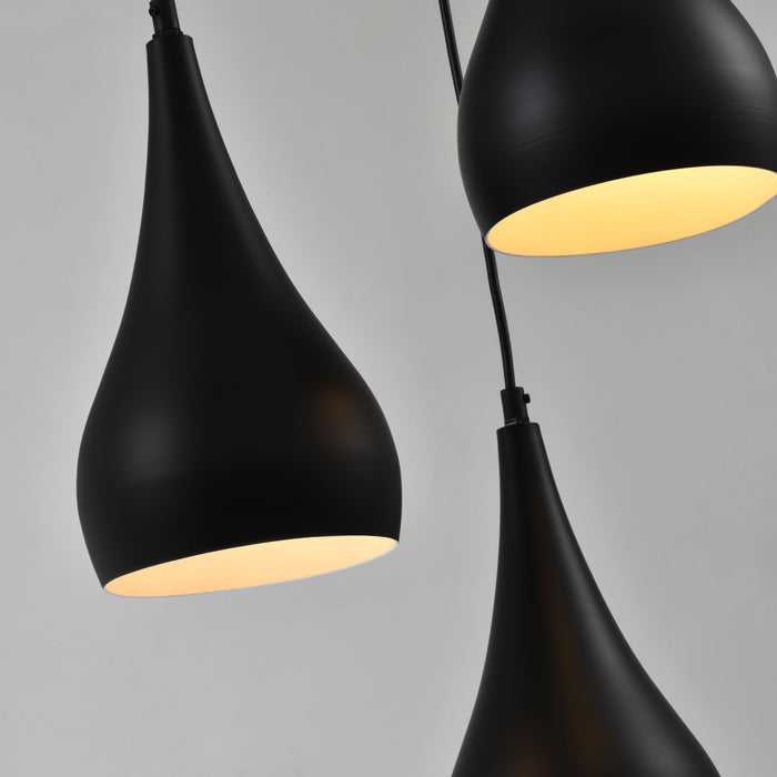 QUVIO Hanglamp glas 3-lichts rond zwart - QUV5130L-BLACK