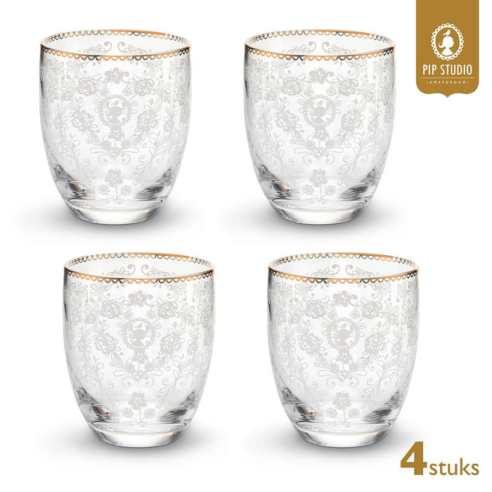 Pip Studio Waterglazen - Set van 4 - Floral - Early Bird - 280ml