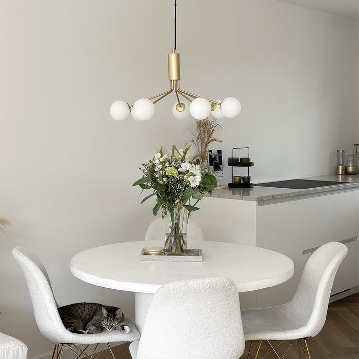 QAZQA Art Deco hanglamp goud met opaal glas 7-lichts - Coby