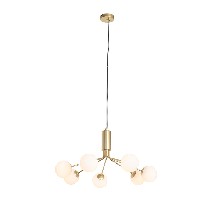 QAZQA Art Deco hanglamp goud met opaal glas 7-lichts - Coby