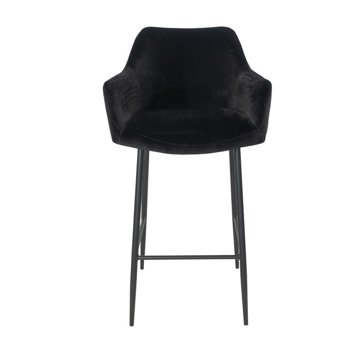 Bronx71 Velvet barkruk Nelly zwart 78 cm