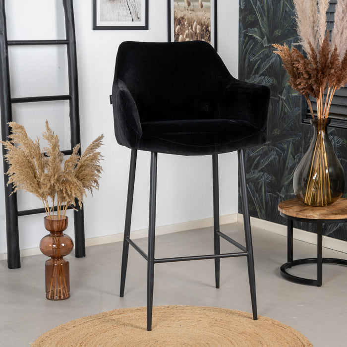 Bronx71 Velvet barkruk Nelly zwart 78 cm