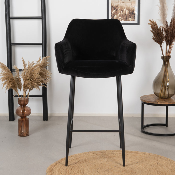 Bronx71 Velvet barkruk Nelly zwart 78 cm