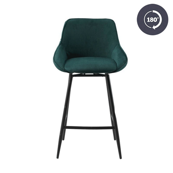 Bronx71 Barkruk draaibaar Luna ribstof donkergroen 68 cm