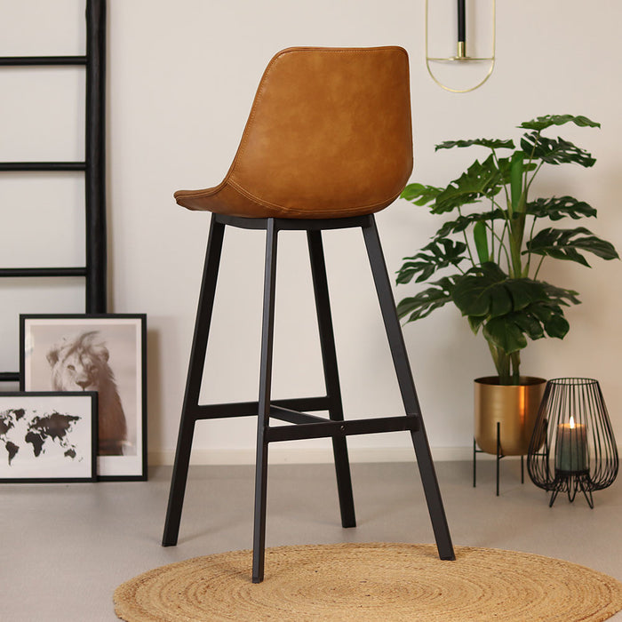 Bronx71 Industriële barkruk Lauren cognac PU leer 76 cm