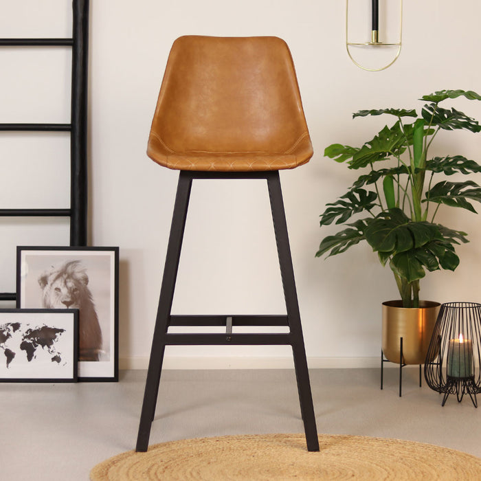 Bronx71 Industriële barkruk Lauren cognac PU leer 76 cm