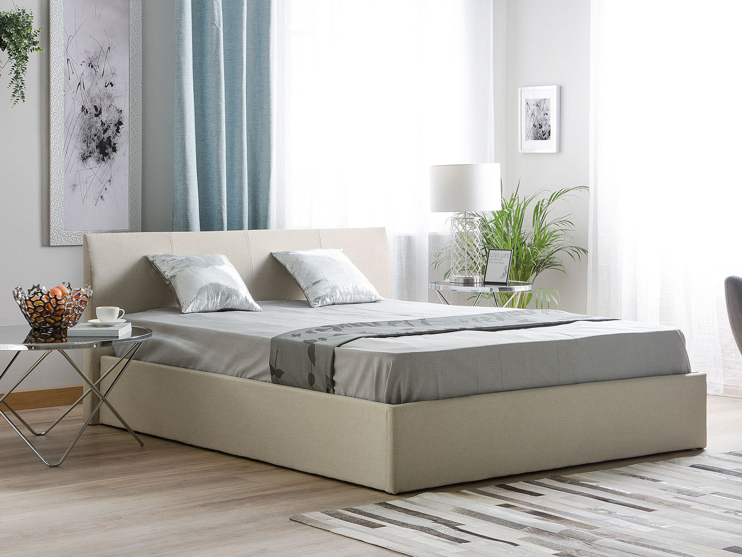 Beliani - ORBEY - Tweepersoonsbed - Beige - 160 x 200 cm - Polyester