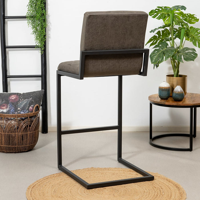 Bronx71 Industriële barkruk Diamond antraciet eco-leer 79 cm
