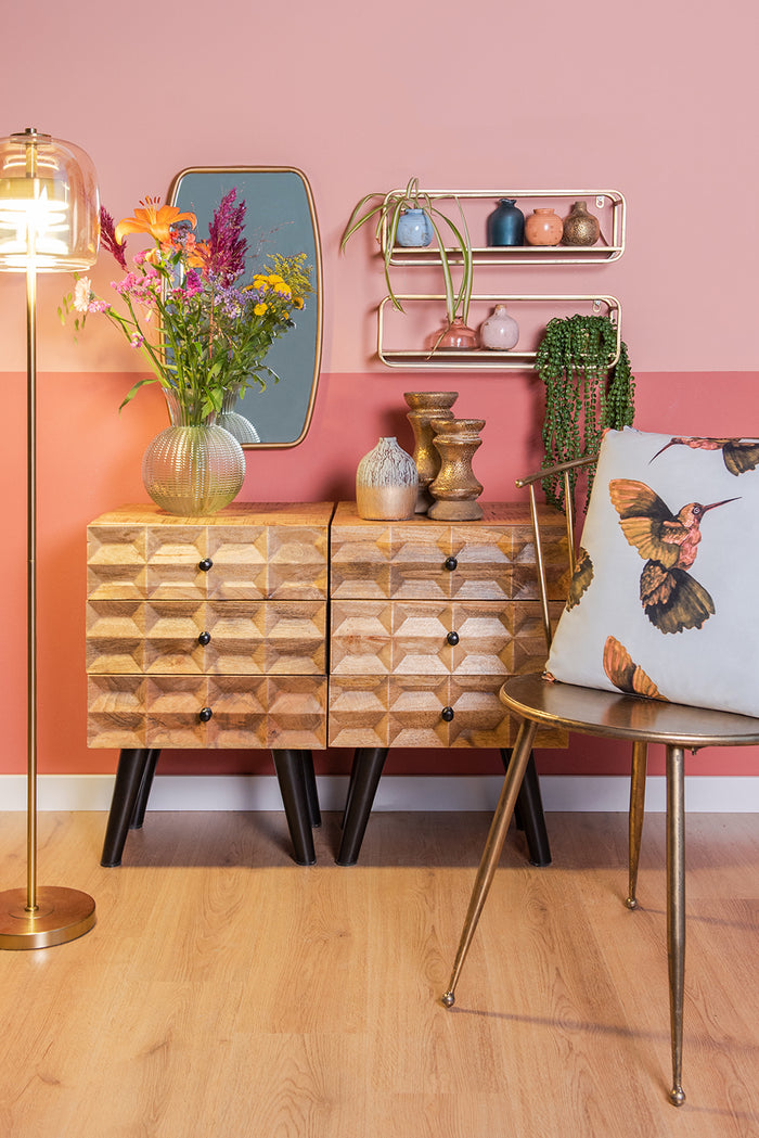 Clayre & Eef Vaas 8 cm Blauw Keramiek Rond Bloempot Binnen Pot