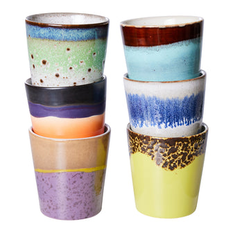 HKliving 70's Mokken 0,2 L - Set van 6 - Pluto