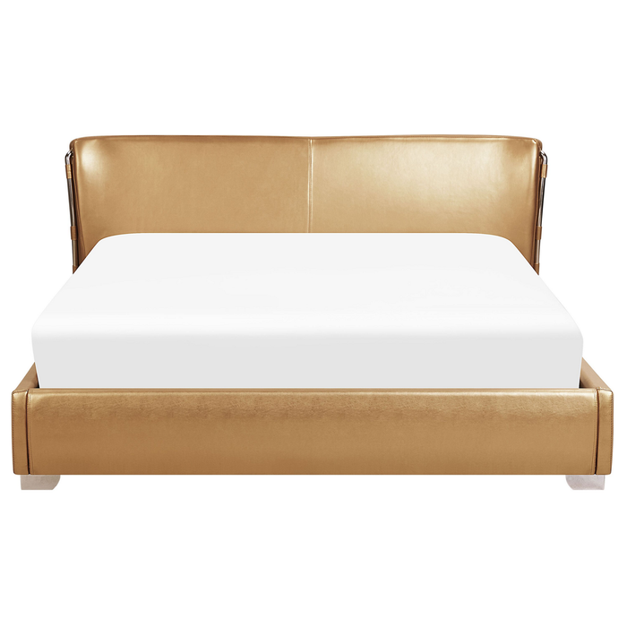 Beliani - PARIS - Tweepersoonsbed - Goud - 180 x 200 cm - Leer
