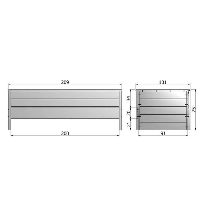 Woood Jade Bedbank 90 x 200 cm