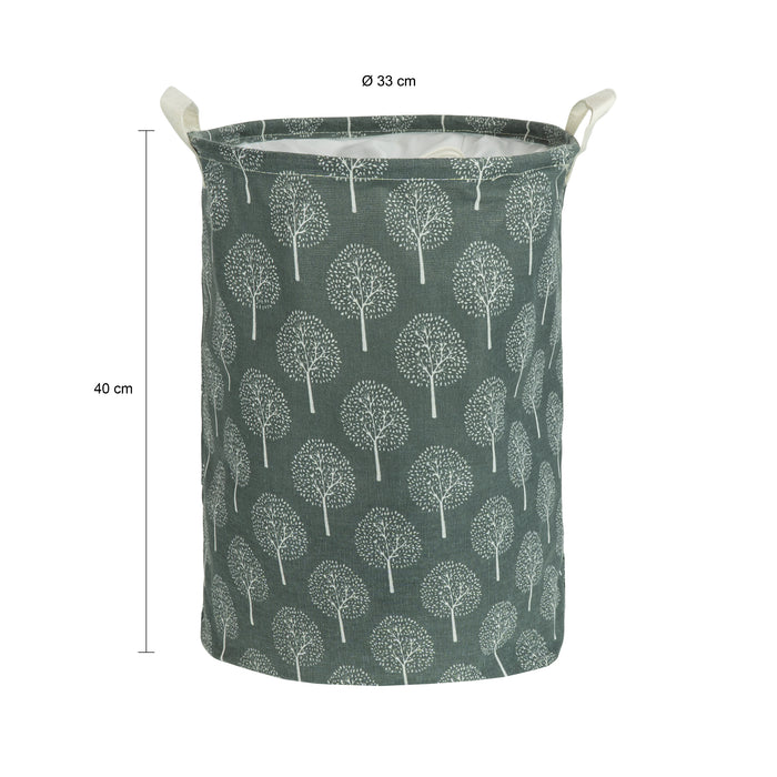 QUVIO Wasmand rond stof - boom - Grijs