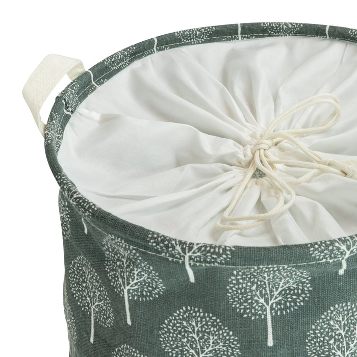 QUVIO Wasmand rond stof - boom - Grijs