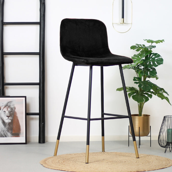 Bronx71 Velvet barkruk Mikky zwart 65-78 cm