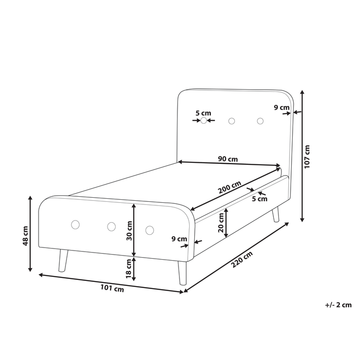Beliani - RENNES - Kinderbed - Lichtbeige - 90 x 200 cm - Polyester