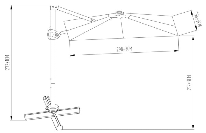 SORARA Roma Classic Zweefparasol 300 x 300 cm Zand