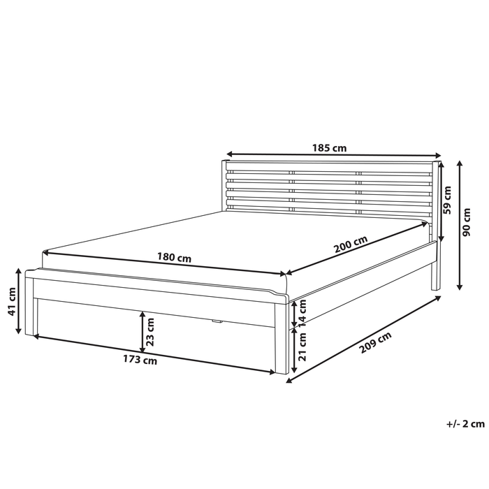 Beliani-CARNAC -Tweepersoonsbed-Lichtbruin-180 x 200 cm-Rubberhout