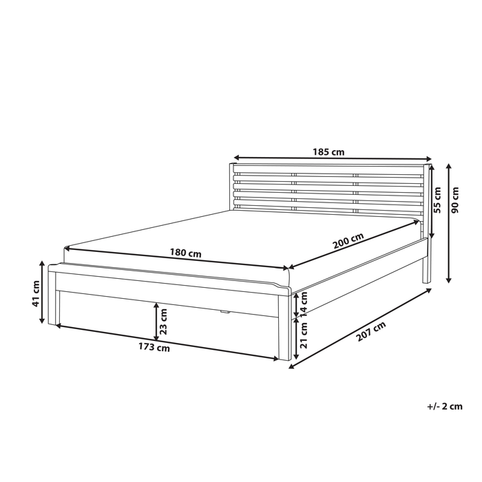 Beliani-CARNAC -Tweepersoonsbed-Lichtbruin-180 x 200 cm-Rubberhout