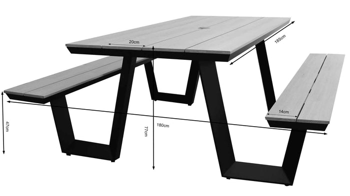 4 Seizoenen Tuinmeubelen Coffee Bay Picknicktafel (grey)