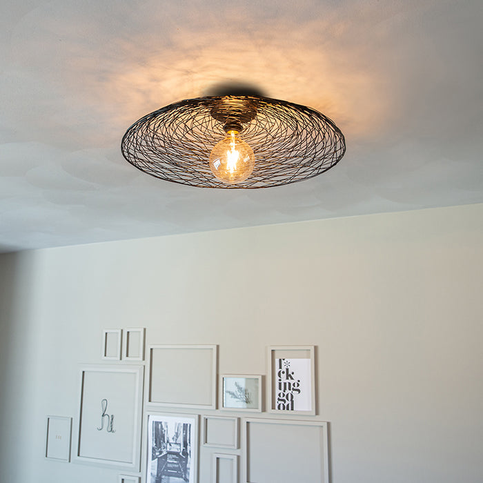 QAZQA Oosterse plafondlamp zwart 60 cm - Glan