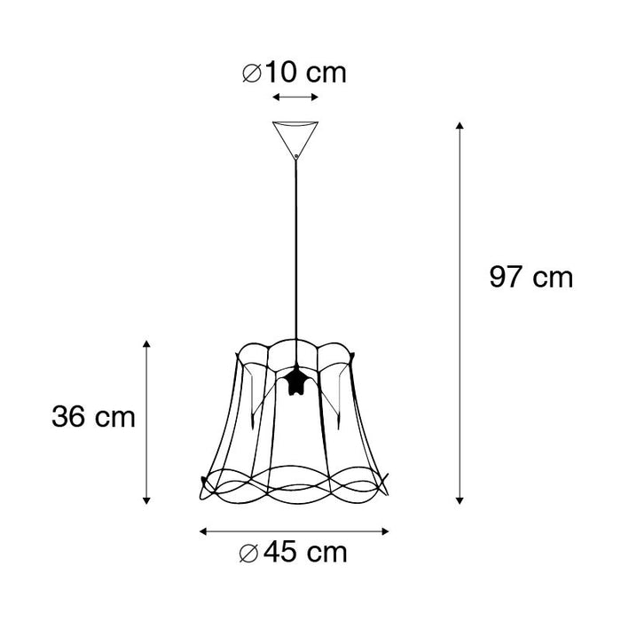 QAZQA Retro hanglamp zwart 45 cm - Granny Frame