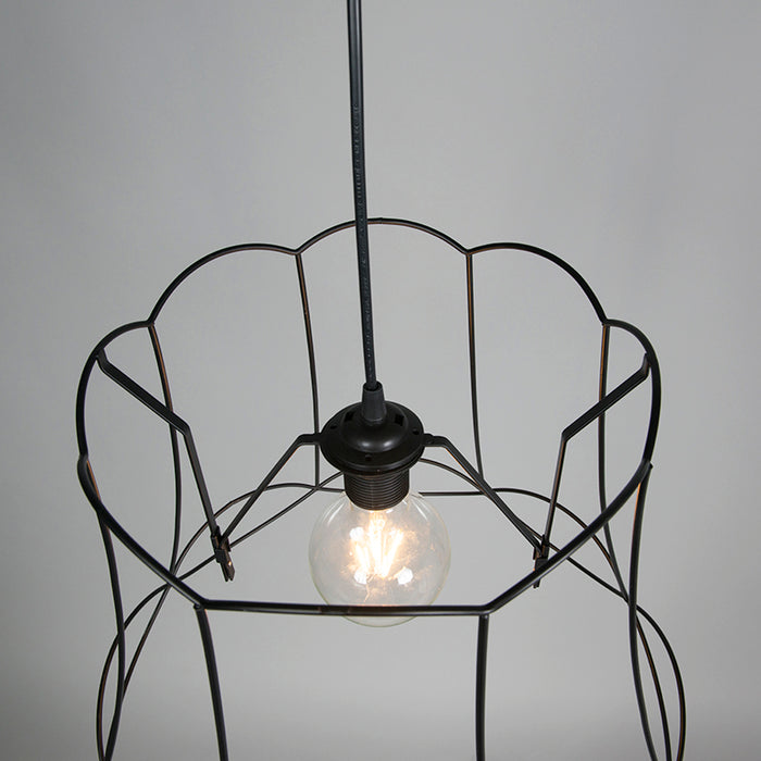 QAZQA Retro hanglamp zwart 45 cm - Granny Frame