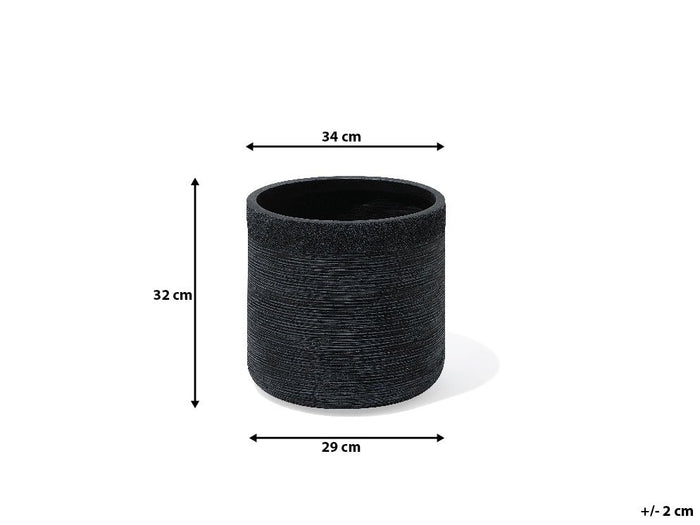 Beliani SAMOS Set van 3 bloempotten Zwart