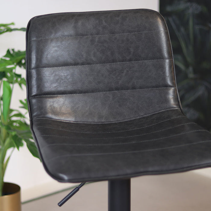 Bronx71 Industriële barkruk Boston leer antraciet 60-76 cm - draaibaar