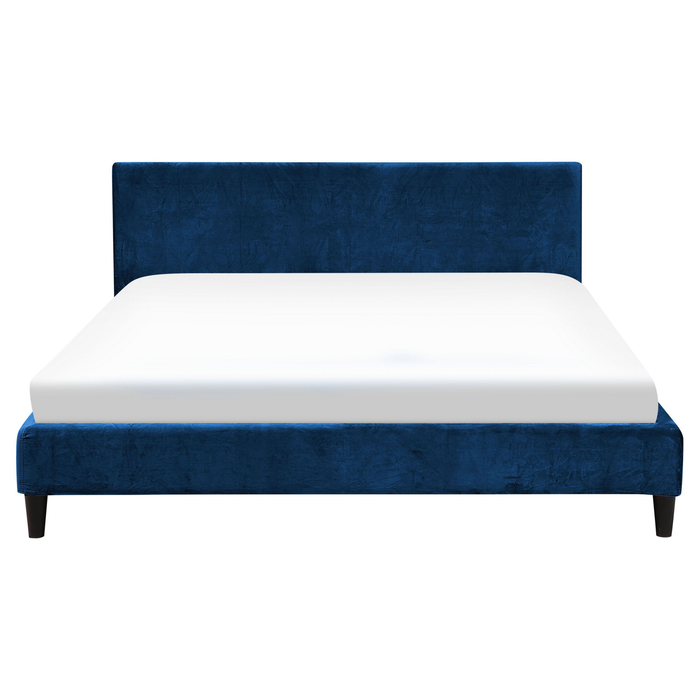Beliani - FITOU - Tweepersoonsbed - Blauw - 160 x 200 cm - Fluweel