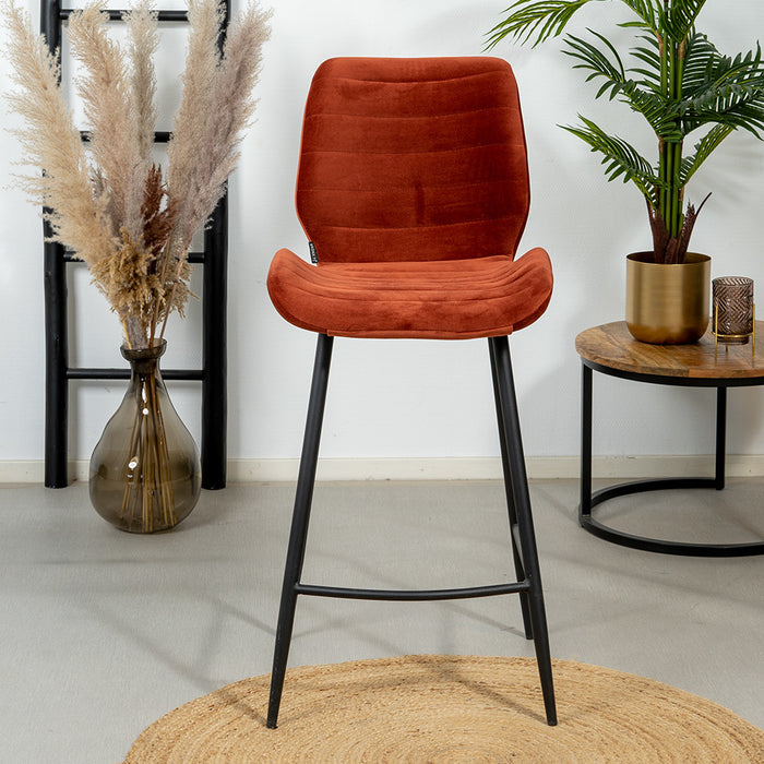 Bronx71 Velvet barkruk Toby koper 71 cm