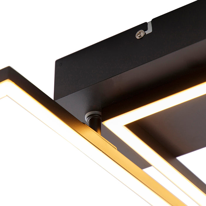 QAZQA Plafondlamp vierkant zwart 3-staps dimbaar - Plazas Novo