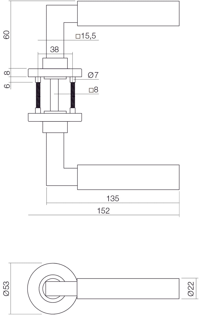 Intersteel Deurkruk Bau-Stil op rozet rvs geborsteld