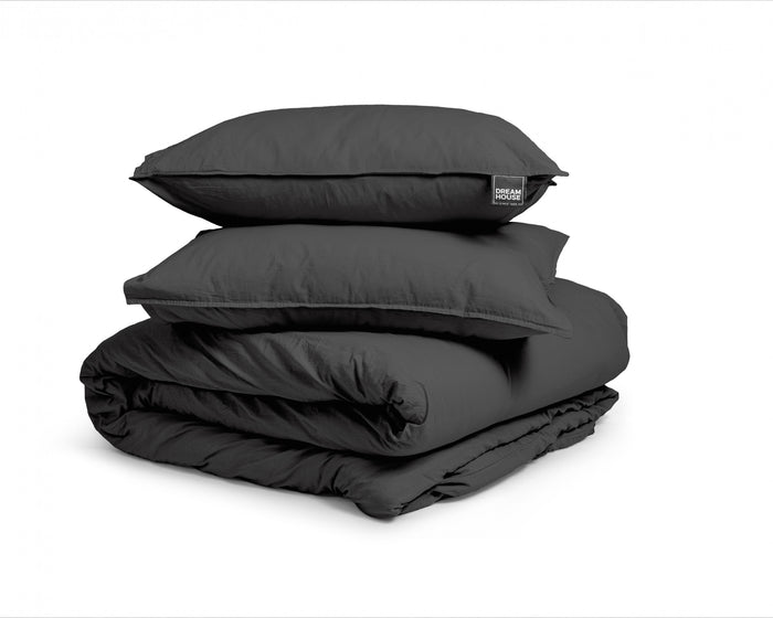 Dekbedovertrek Stone Washed - 100% Natuurlijk - Antraciet - 240x220cm