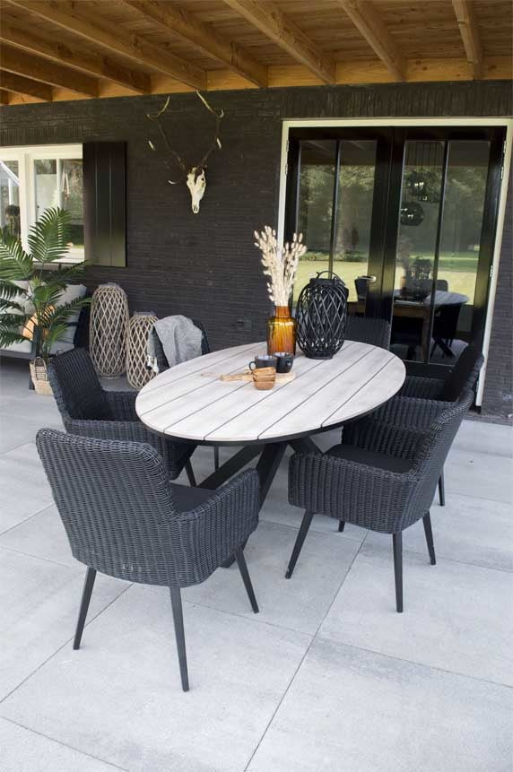 4 Seizoenen Tuinmeubelen Cyprus ovale polywood tuintafel 220cm - Wood