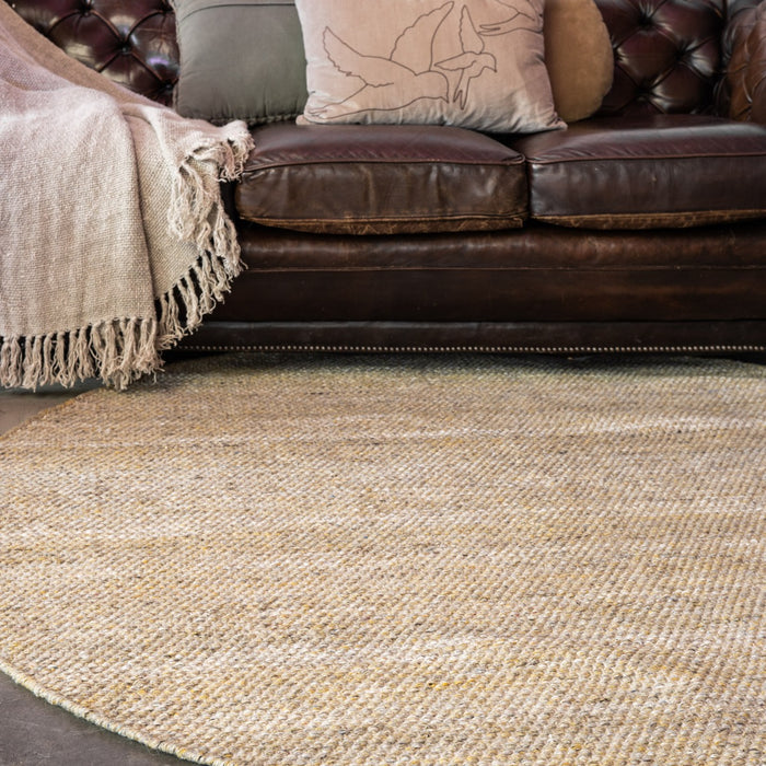 Vloerkleed Gerecycled Materiaal Rond Ciro Geel|Bruin-220 Ø - (L)